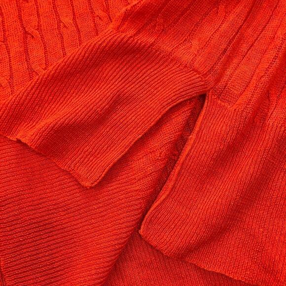 NWT J. Crew Womens 100% Linen Cable Knit Sweater Sz L Orange Light - Picture 4 of 9